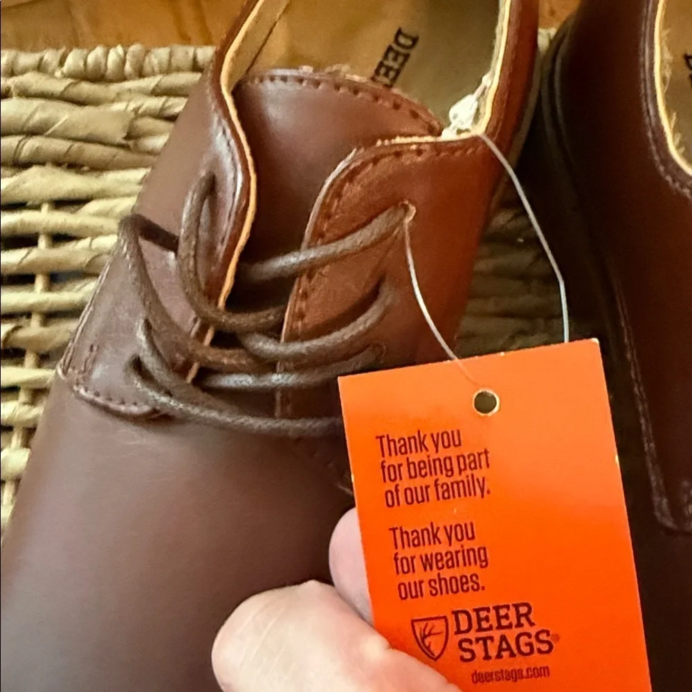 Deer Stags Kids' Tan Lace-Up Dress Shoes